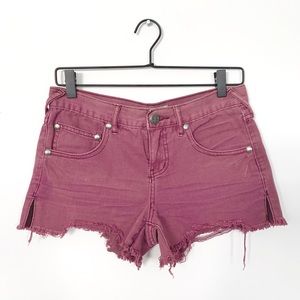 FREE PEOPLE Maroon Burgundy‎ Cutoff Shorts
